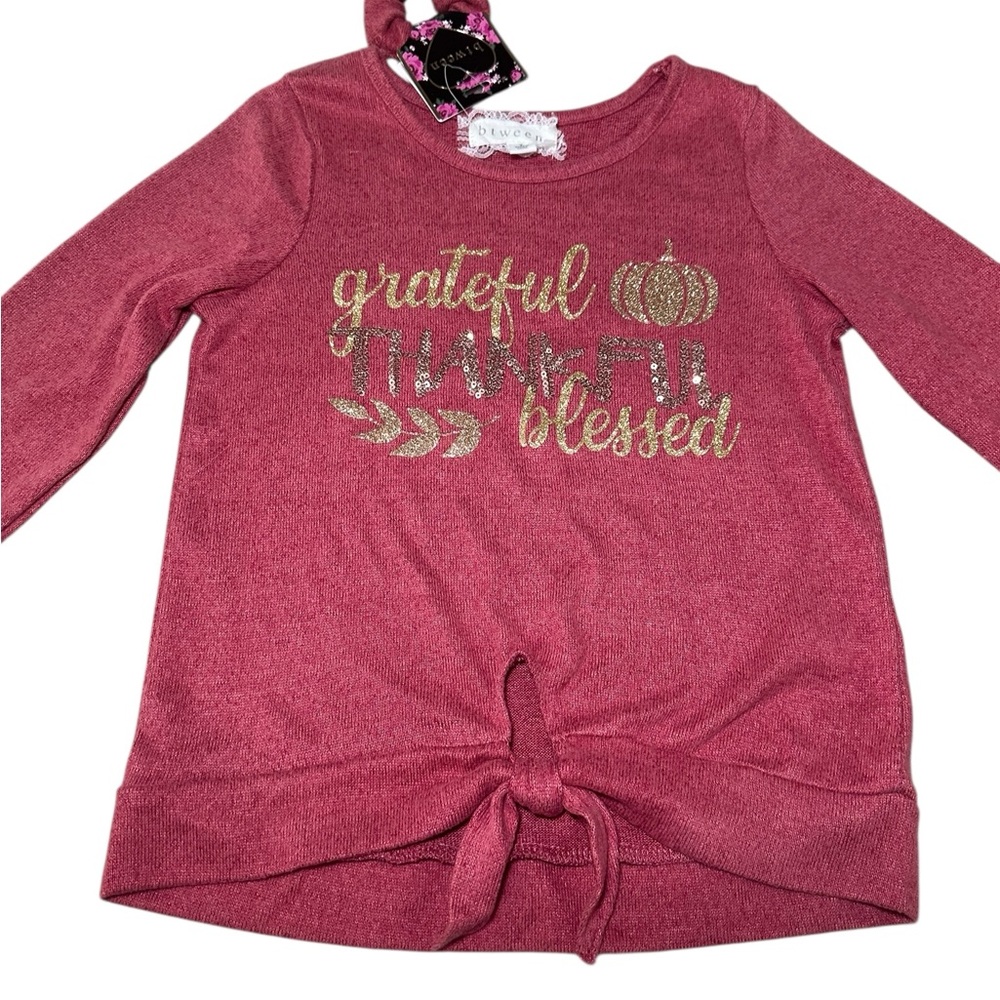 btween Pink Long Sleeve 'Grateful Thankful Blessed' Tee